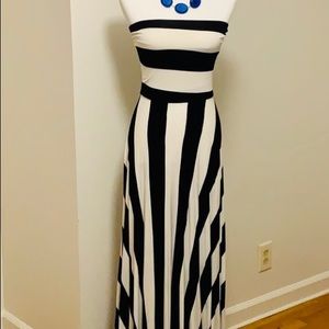 Stripe Convertible Strapless Maxi Dress
